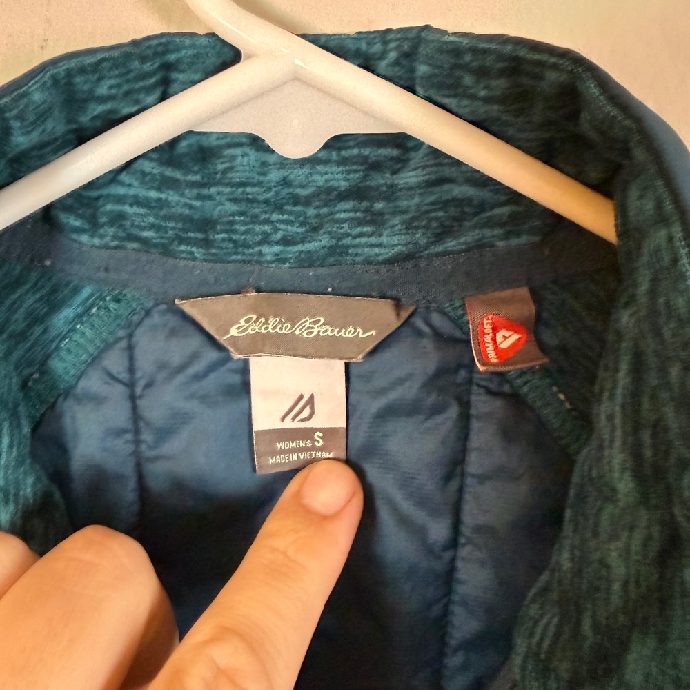 Eddie Bauer Womens Primaloft Hybrid Puffer Vest Navy Teal Space Dye‎ Small - Picture 3 of 7